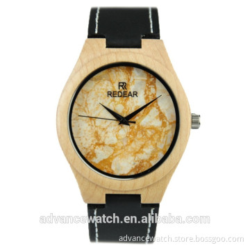 2017 quartz wood watch for men, wood slim stone watches and leather stone watch wood